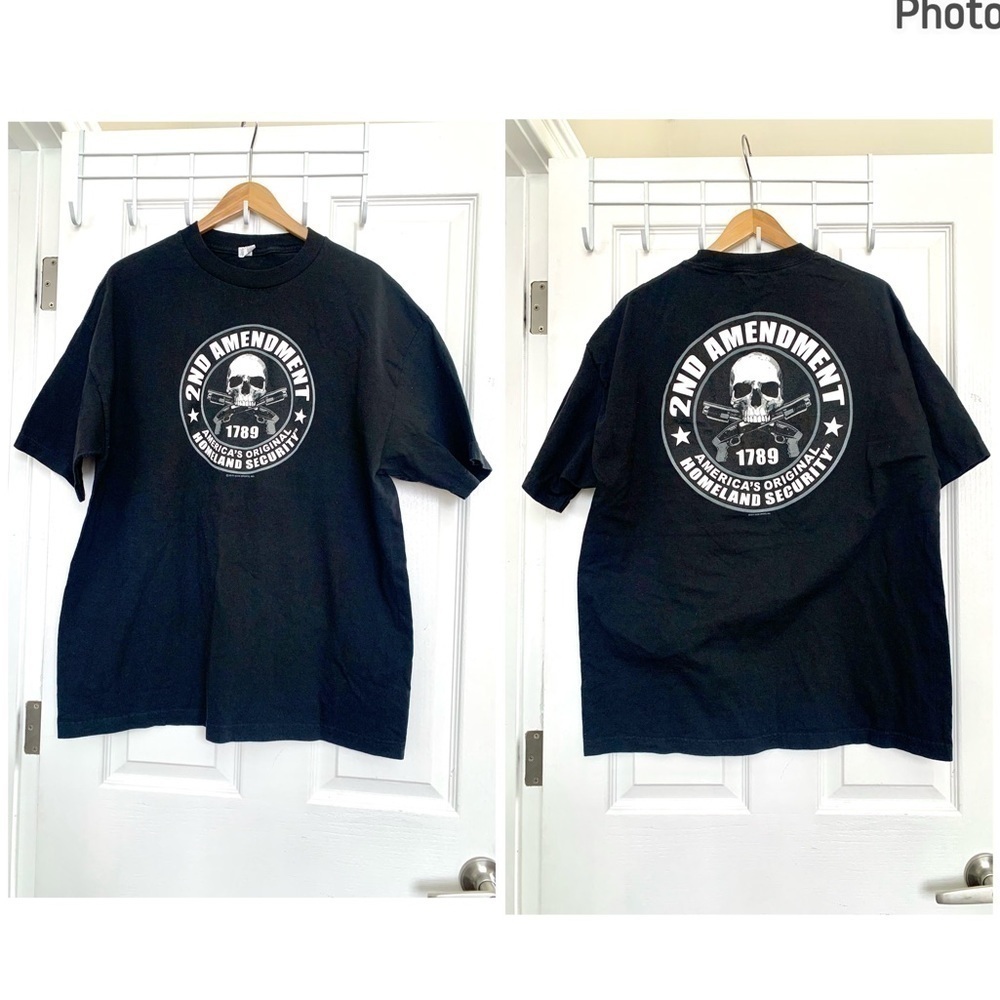 Homeland Security 2nd Amendment t-shirt skull patriotic gun rights Streetwear XL